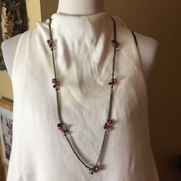 Anthropologie 36”Tri-Strand SemiPrecious Bunches of Gems on Brass/Gold NEW - Picture 5 of 8